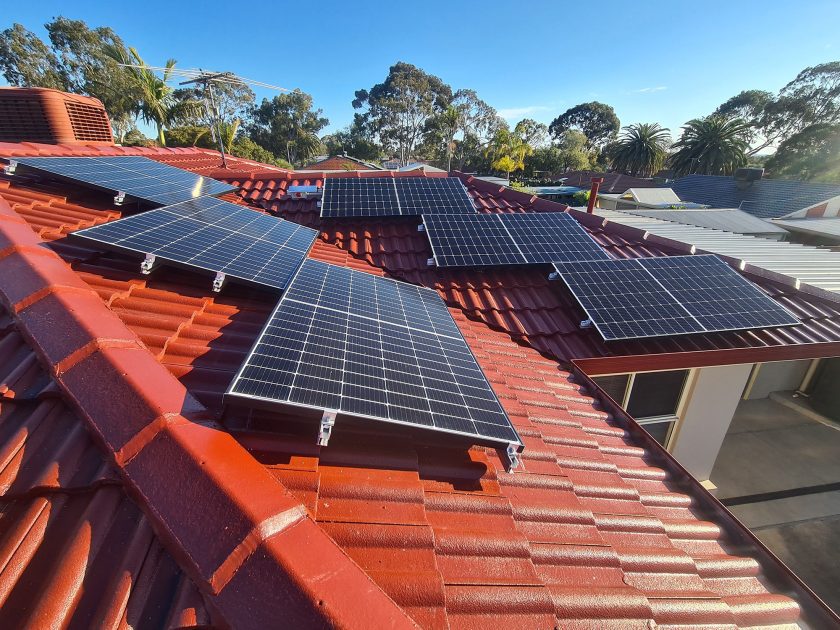 Photo of solar panels on a residential roof in South Australia.