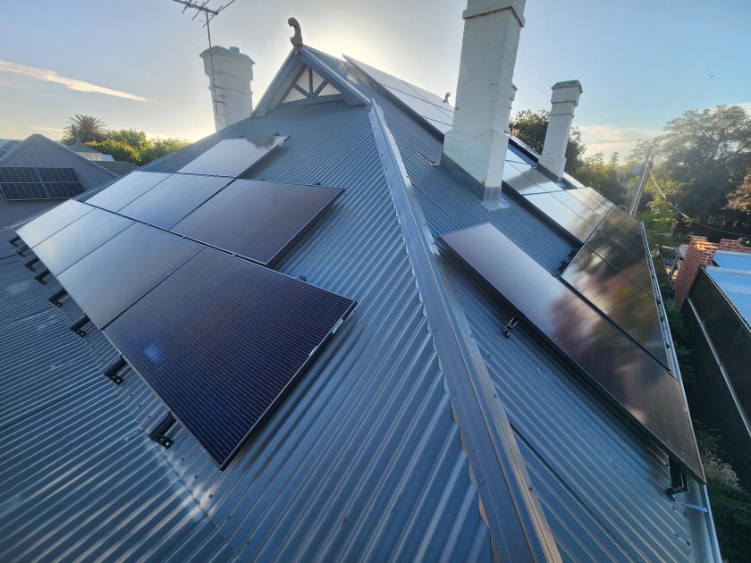 Adelaide solar panels on a roof with chimneys that can be a source of shade